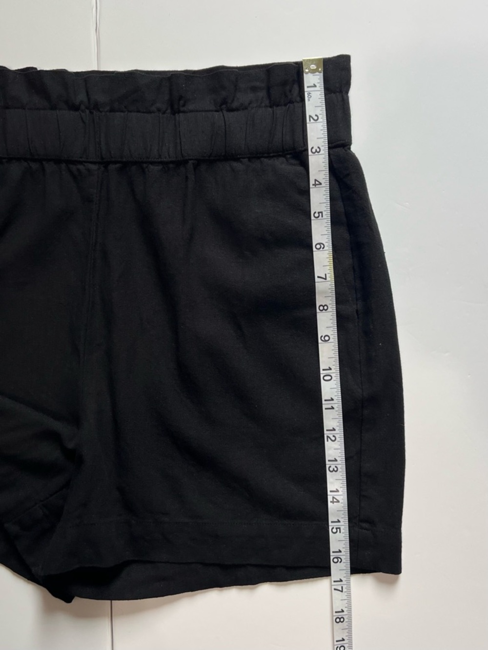 Vero Moda Black Linen Blend High-Waist Paperbag Shorts Medium Boho Spring Casual - Picture 11 of 12